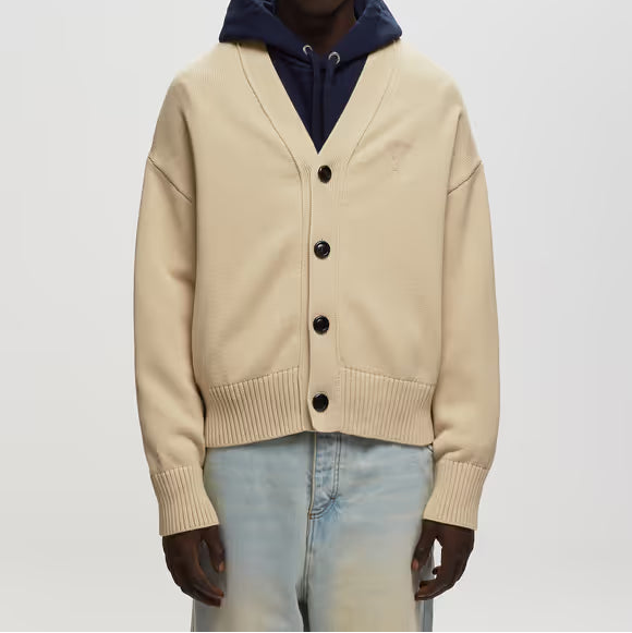 AMI Paris Ami De Coeur Cardigan "Beige"
