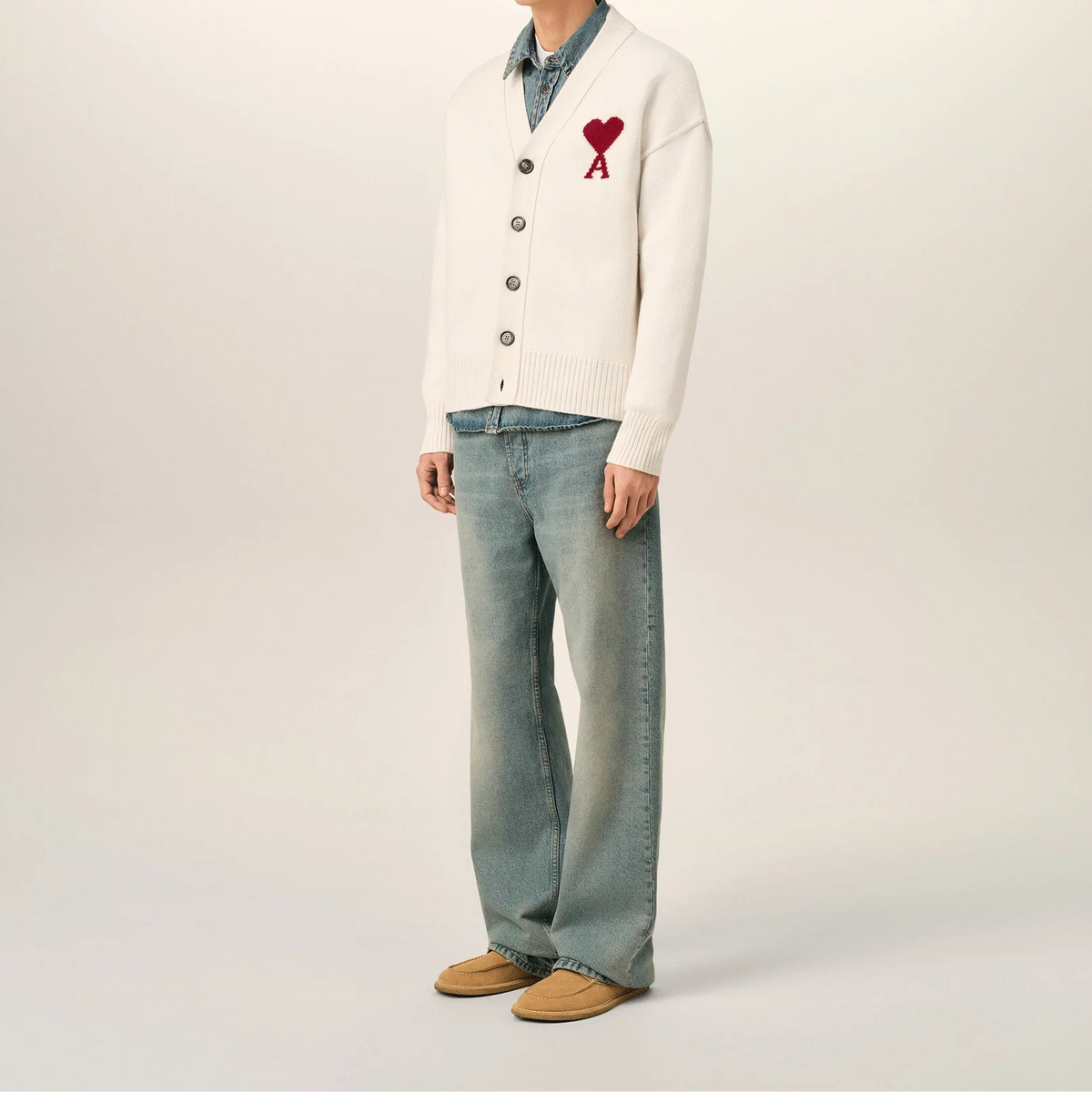 AMI Paris Ami De Coeur Cardigan "White"