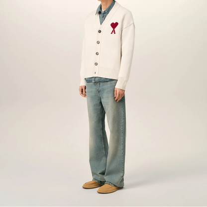 AMI Paris Ami De Coeur Cardigan "White"