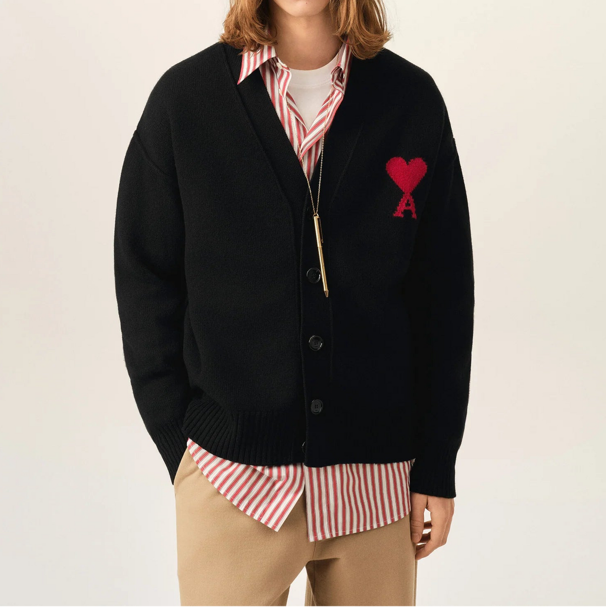 AMI Paris Ami De Coeur Cardigan "Black"