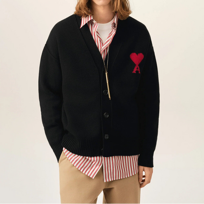 AMI Paris Ami De Coeur Cardigan "Black"