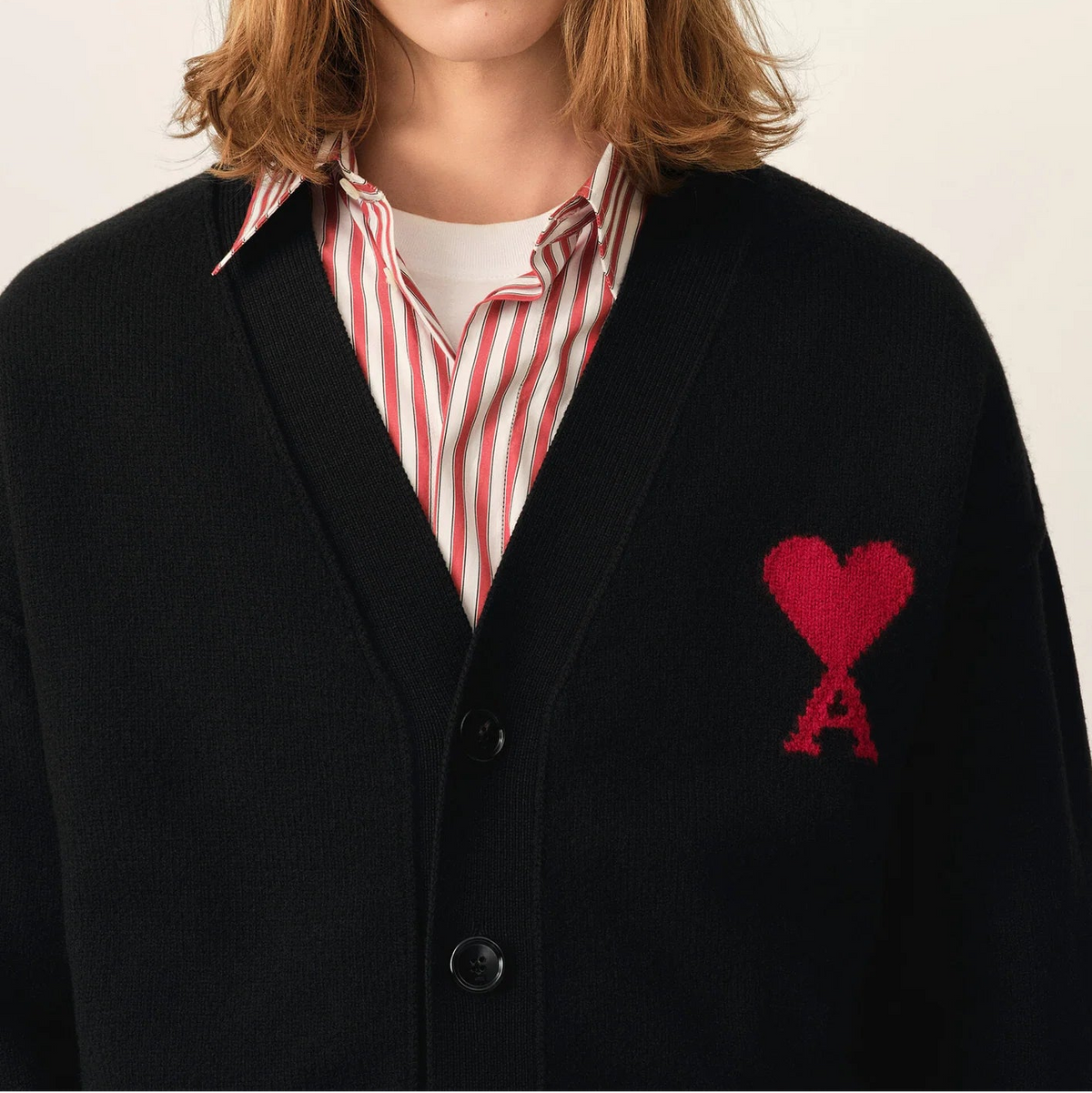 AMI Paris Ami De Coeur Cardigan "Black"