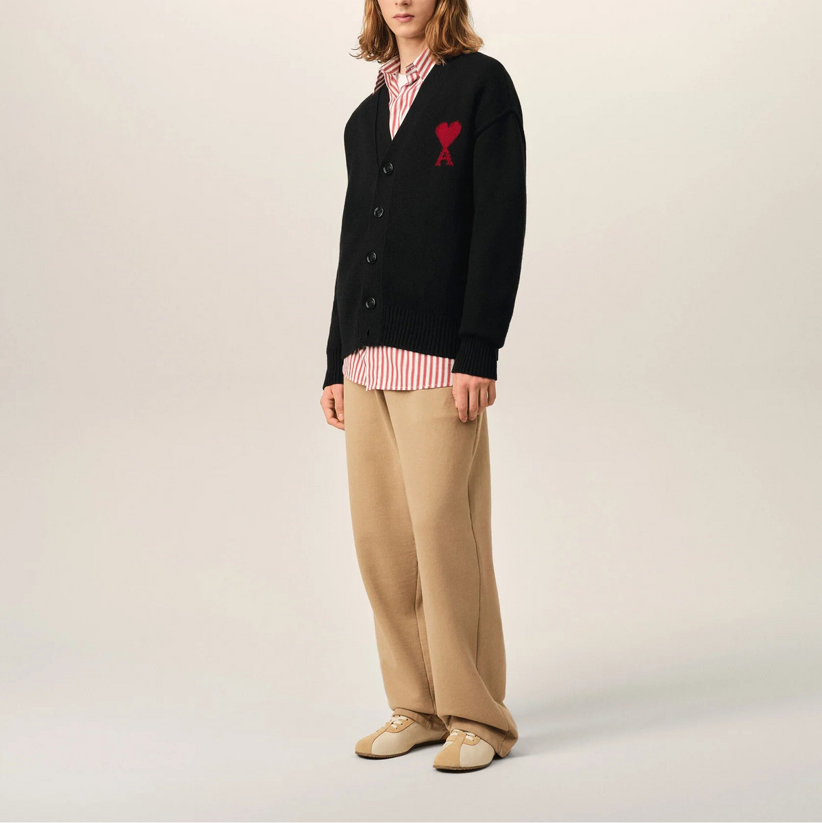 AMI Paris Ami De Coeur Cardigan "Black"
