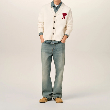 AMI Paris Ami De Coeur Cardigan "White"