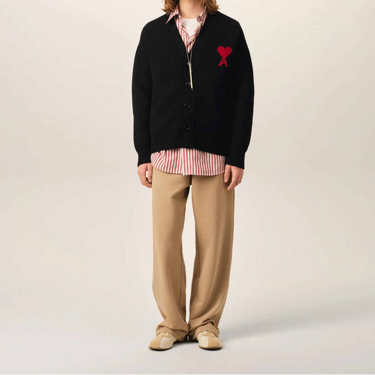 AMI Paris Ami De Coeur Cardigan "Black"