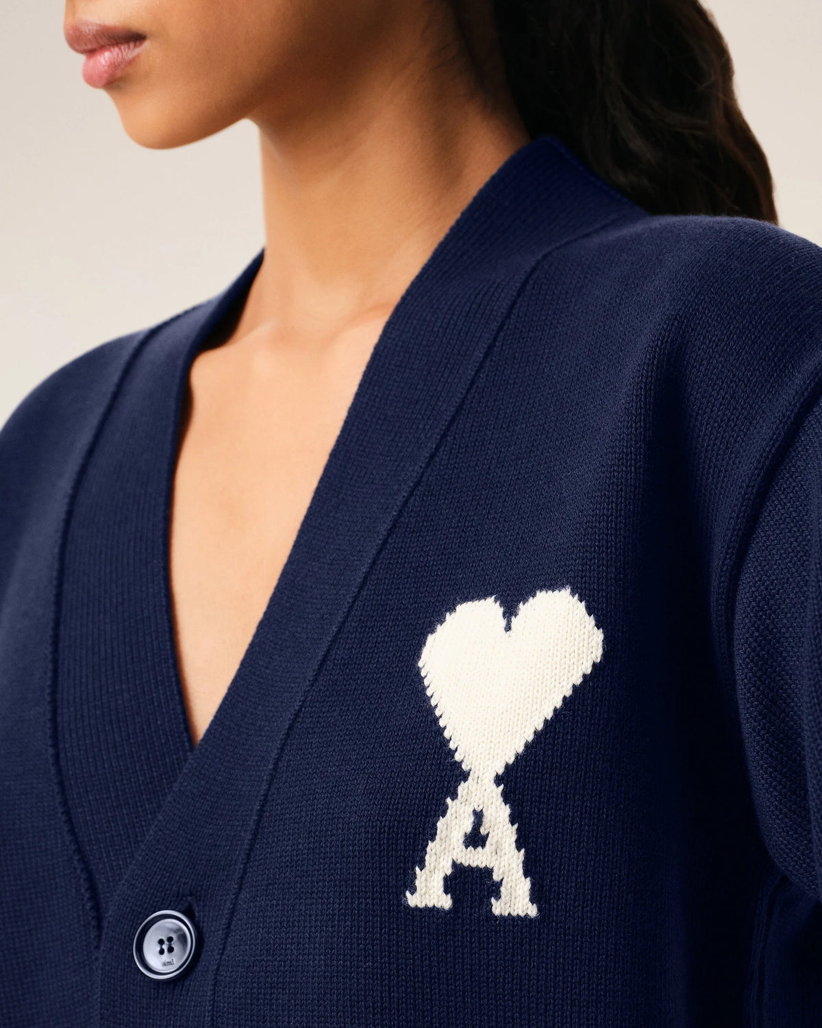 AMI Paris Ami De Coeur Cardigan "Navy Blue"