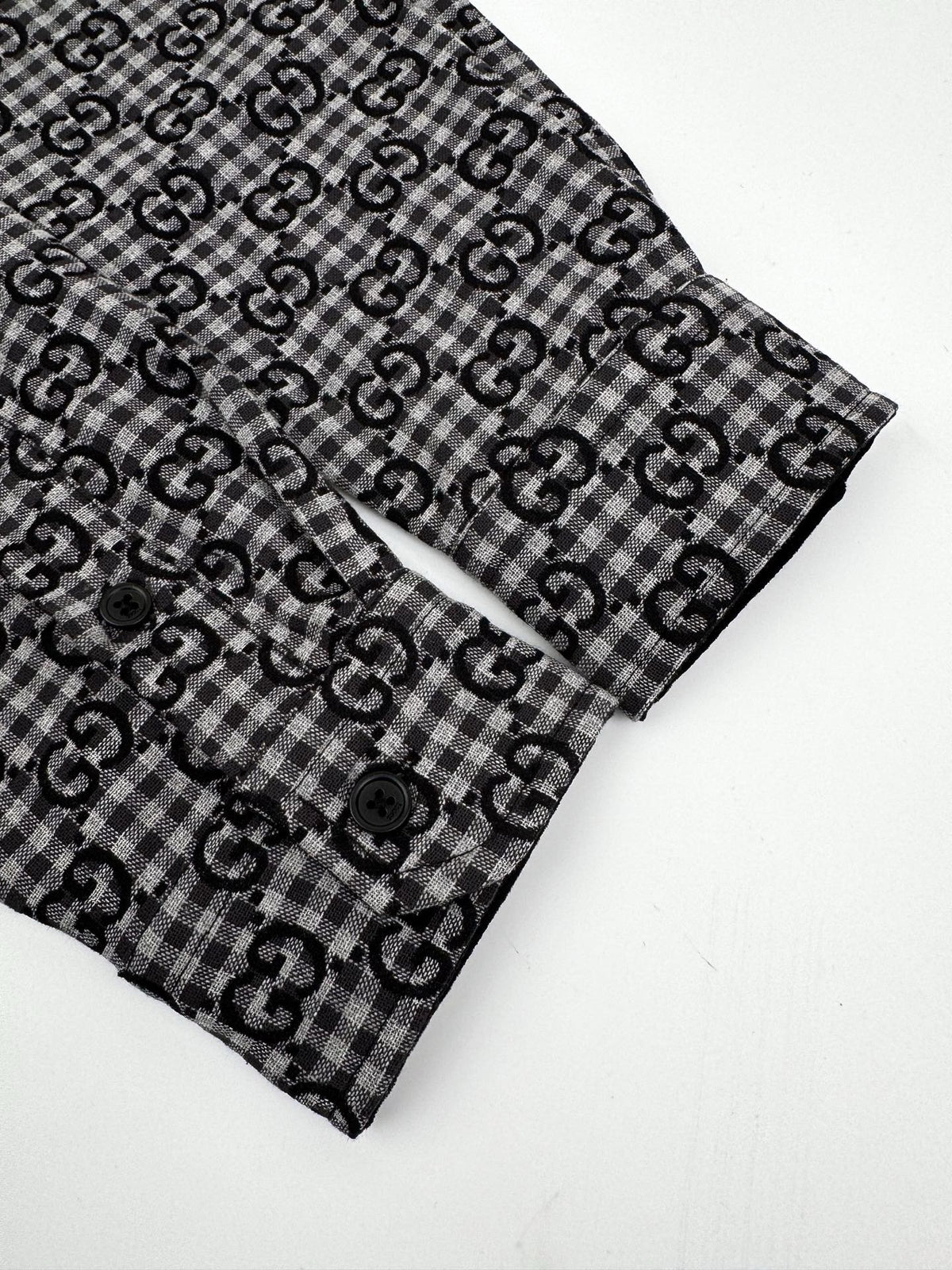 Gucci GG Checked Wool and Cotton Shirt "Grey"