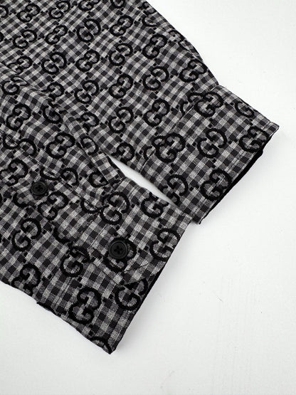 Gucci GG Checked Wool and Cotton Shirt "Grey"