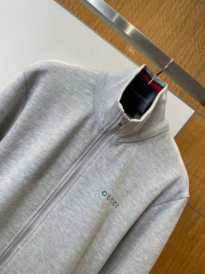 Gucci Cotton Piquet Double Zip Jacket "Grey"