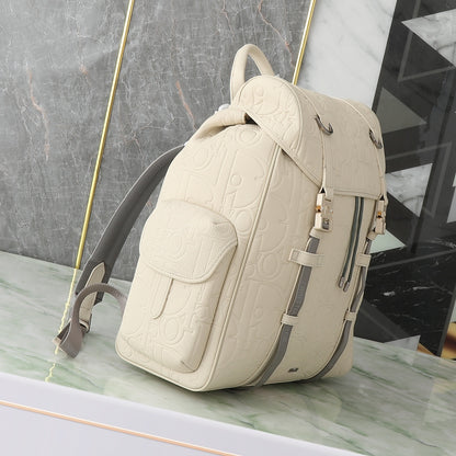 Dior Hit The Road Backpack with Flap "Dior Gravity Leather and Beige Grained Calfskin"