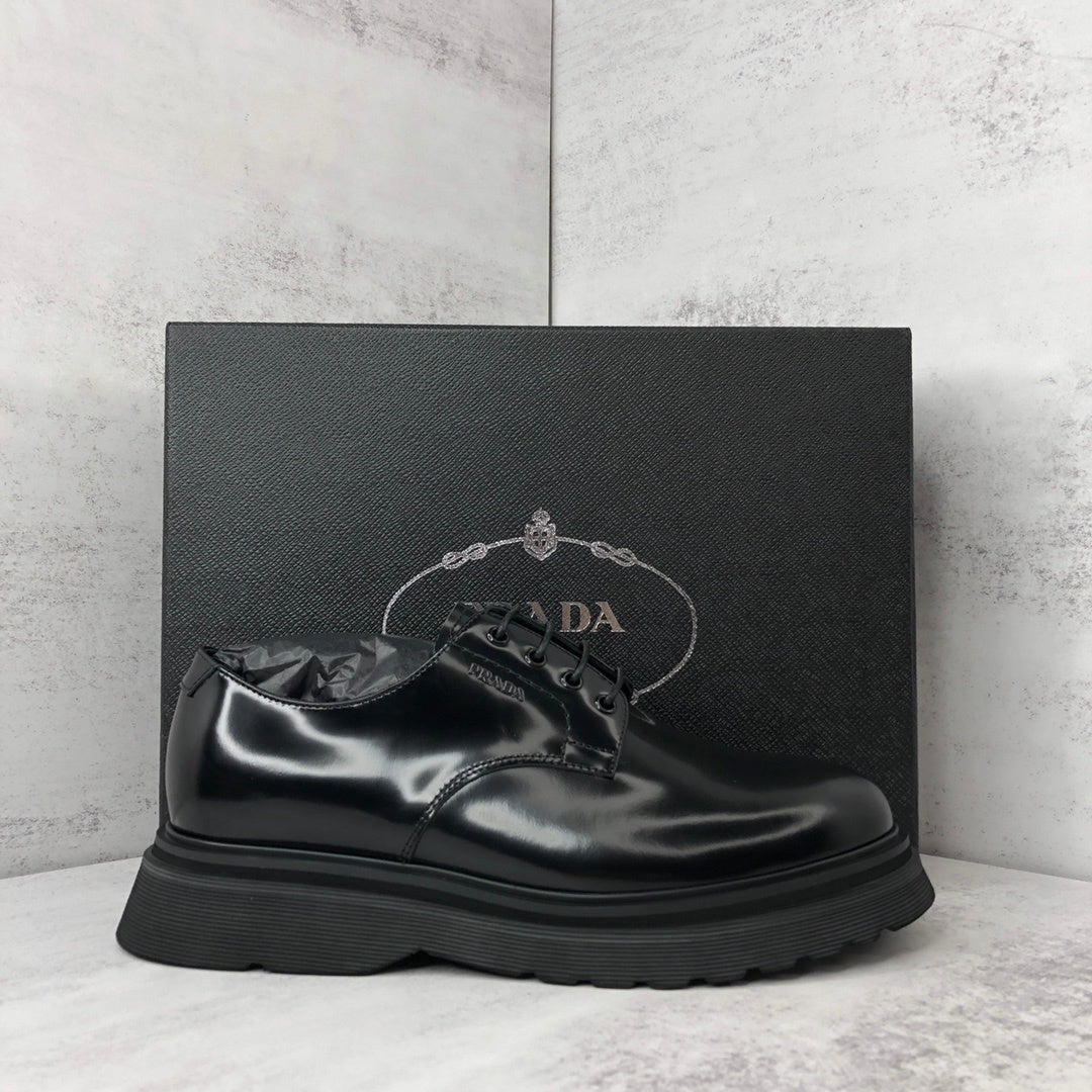 Prada Leather Derby Shoes "Black"