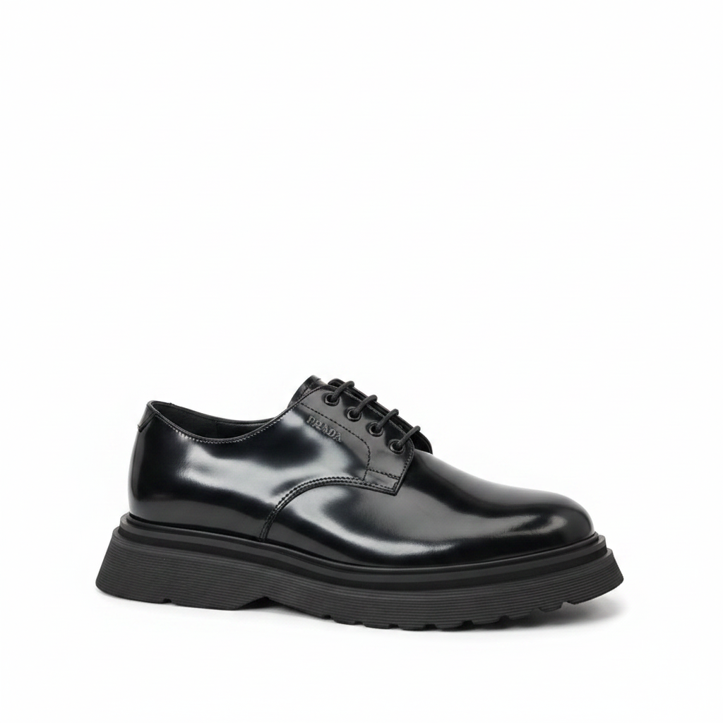 Prada Leather Derby Shoes "Black"