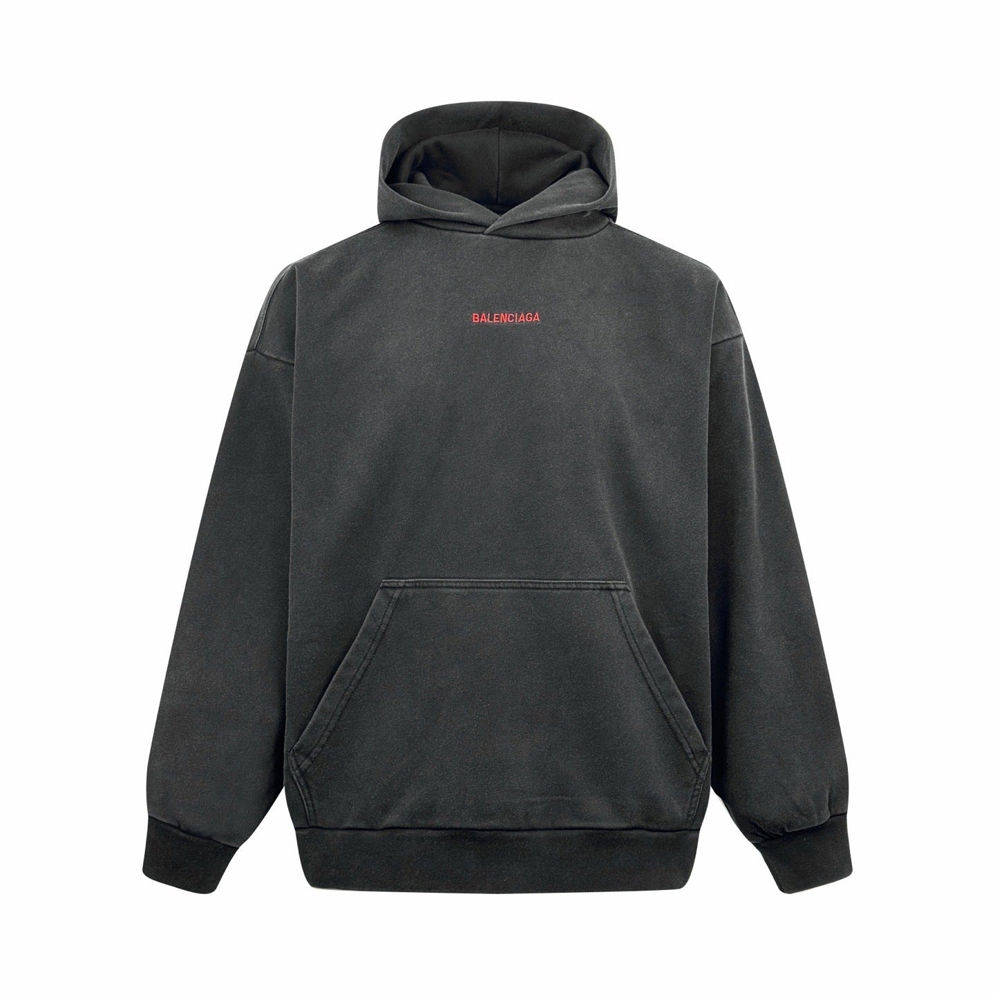 Balenciaga Logo Embroidered Hoodie "Faded Black-Red"