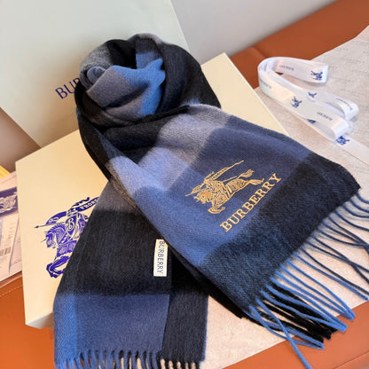 Burberry Cashmere Scarf "Blue-Black"