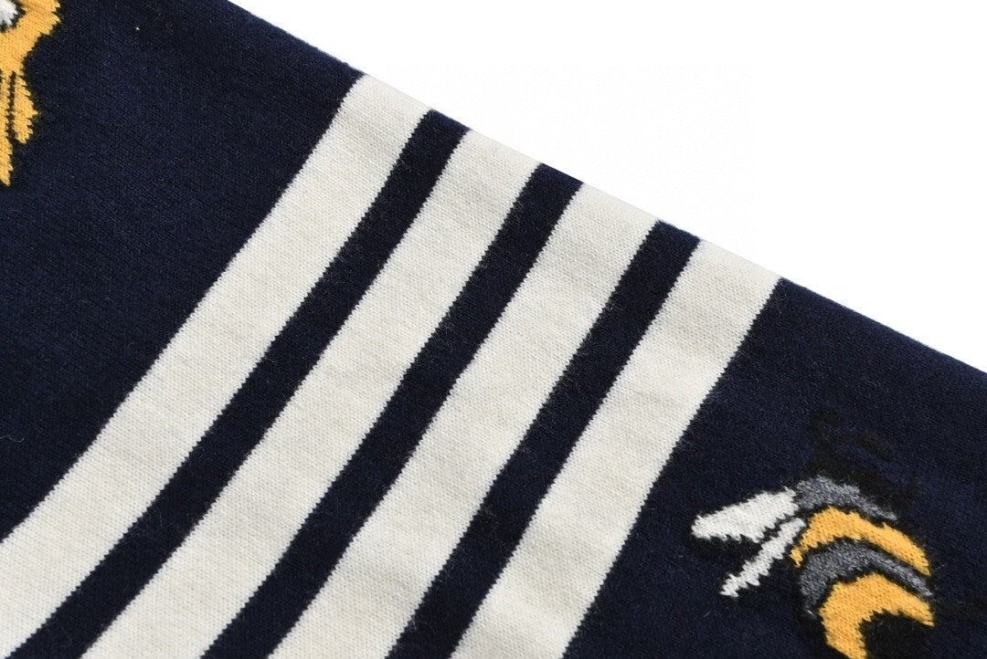 Thom Browne 4-Bar Bees and Birds Cardigan "Navy Blue"