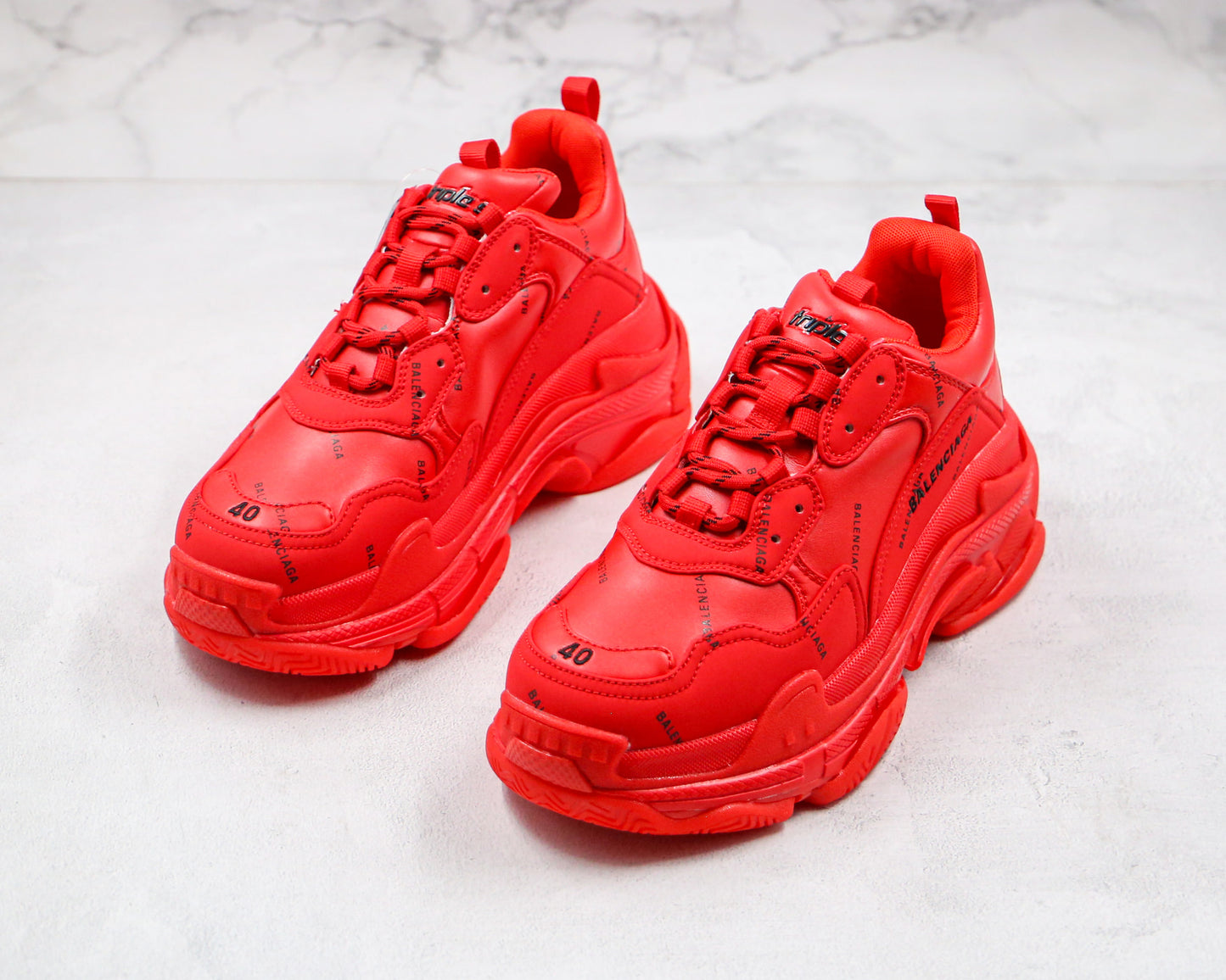 Balenciaga Triple S "Red-All Over Logo"