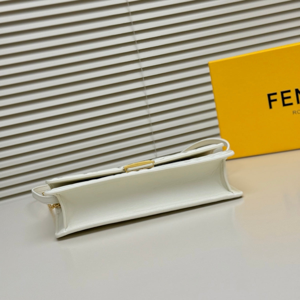 Fendi Tube Wallet On Chain "White Nappa Leather Wallet with FF Motif"