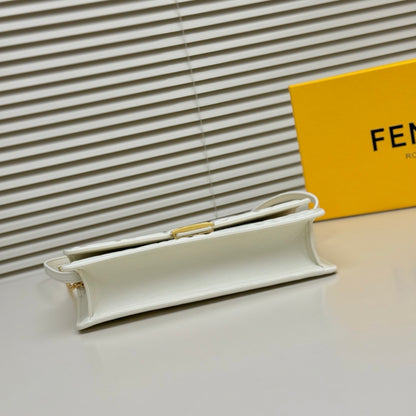 Fendi Tube Wallet On Chain "White Nappa Leather Wallet with FF Motif"