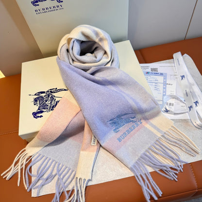 Burberry Cashmere Scarf "White-Lavander"