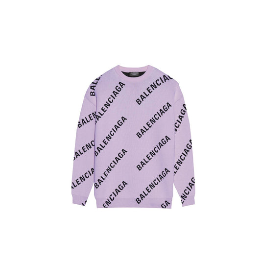 Balenciaga All-Over Logo Sweater "Pink-Black"