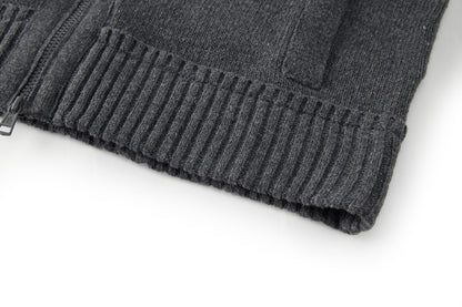 Moncler Cashmere & Wool Zip-Up Cardigan "Grey"