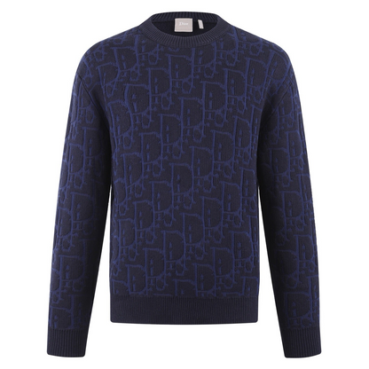 Dior Oblique Sweater "Navy Blue Cotton-Blend Jersey"