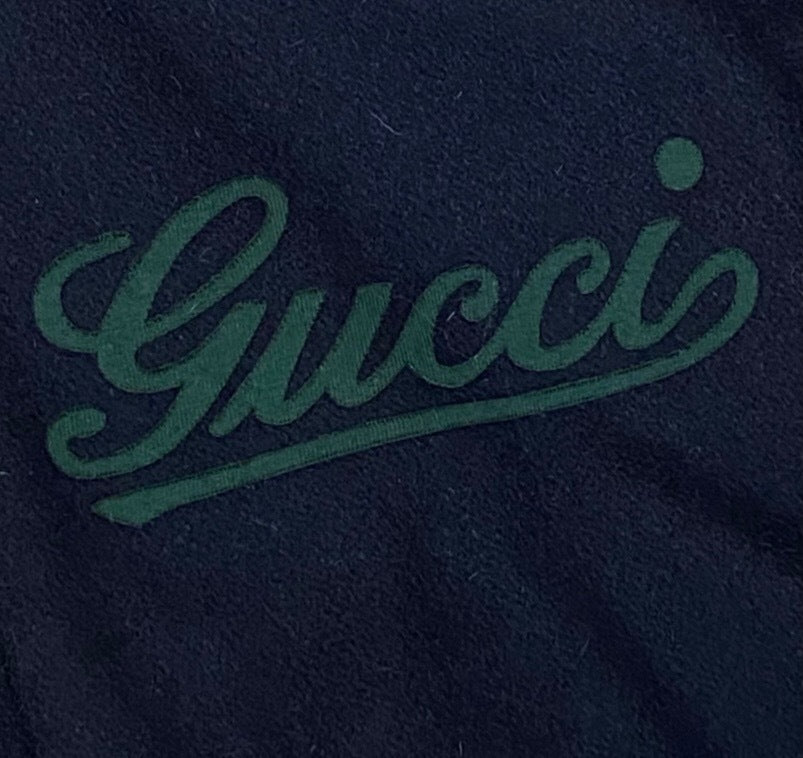 Gucci Wool & Leather Varsity Jacket "Navy Blue"