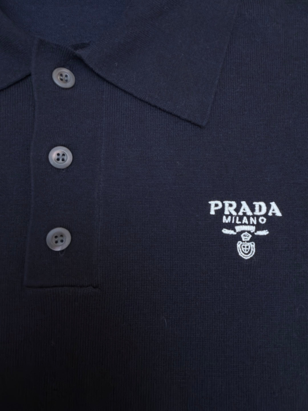 Prada Superfine Wool Polo T-Shirt "Black"
