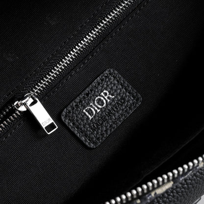 Dior Saddle Belt Bag "Dior Oblique Jacquard in Beige and Black and Grained Calfskin in Black"