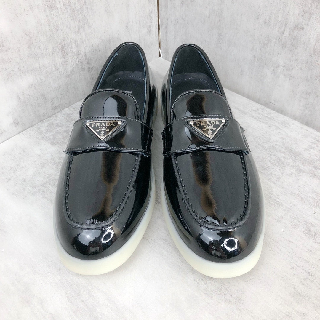 Prada Triangle-Logo Leather Loafers "Black"