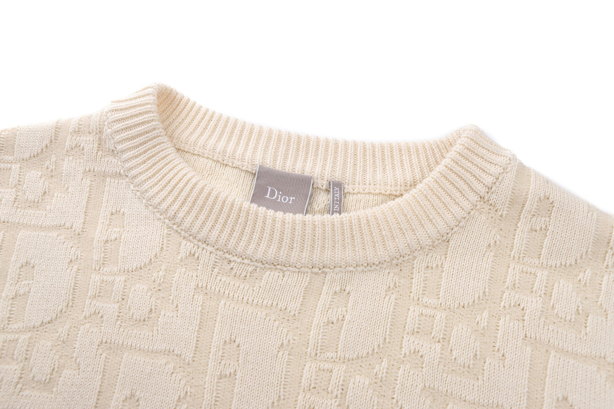 Dior Oblique Sweater "Ecru Cotton-Blend Jersey"