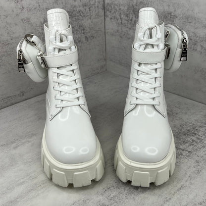 Prada Monolith Leather Boots "White"
