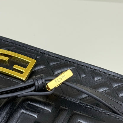 Fendi Tube Wallet On Chain "Black Nappa Leather Wallet with FF Motif"