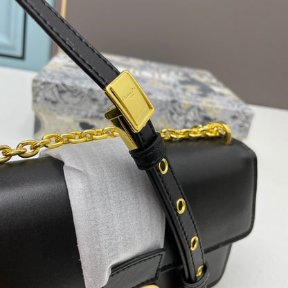 Dior 30 Montaigne East-West Bag with Chain Black Calfskin