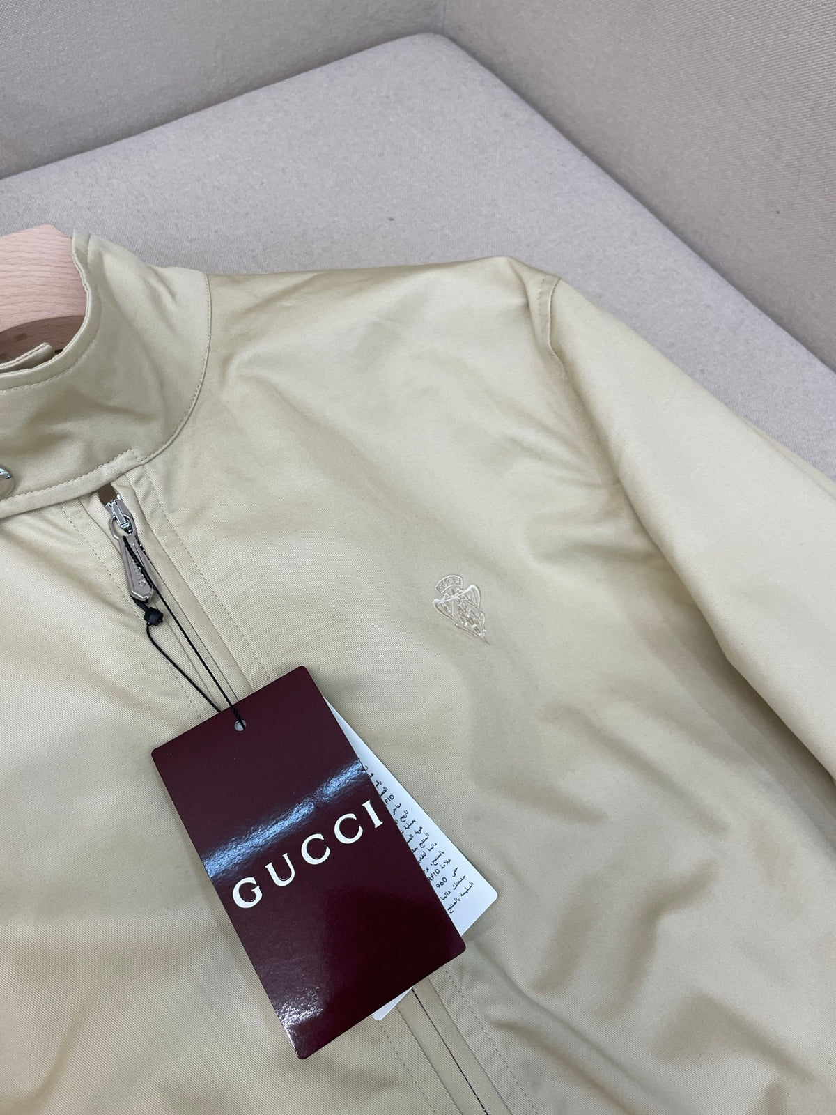 Gucci Cotton Twill Zip Jacket with Web "Sand"
