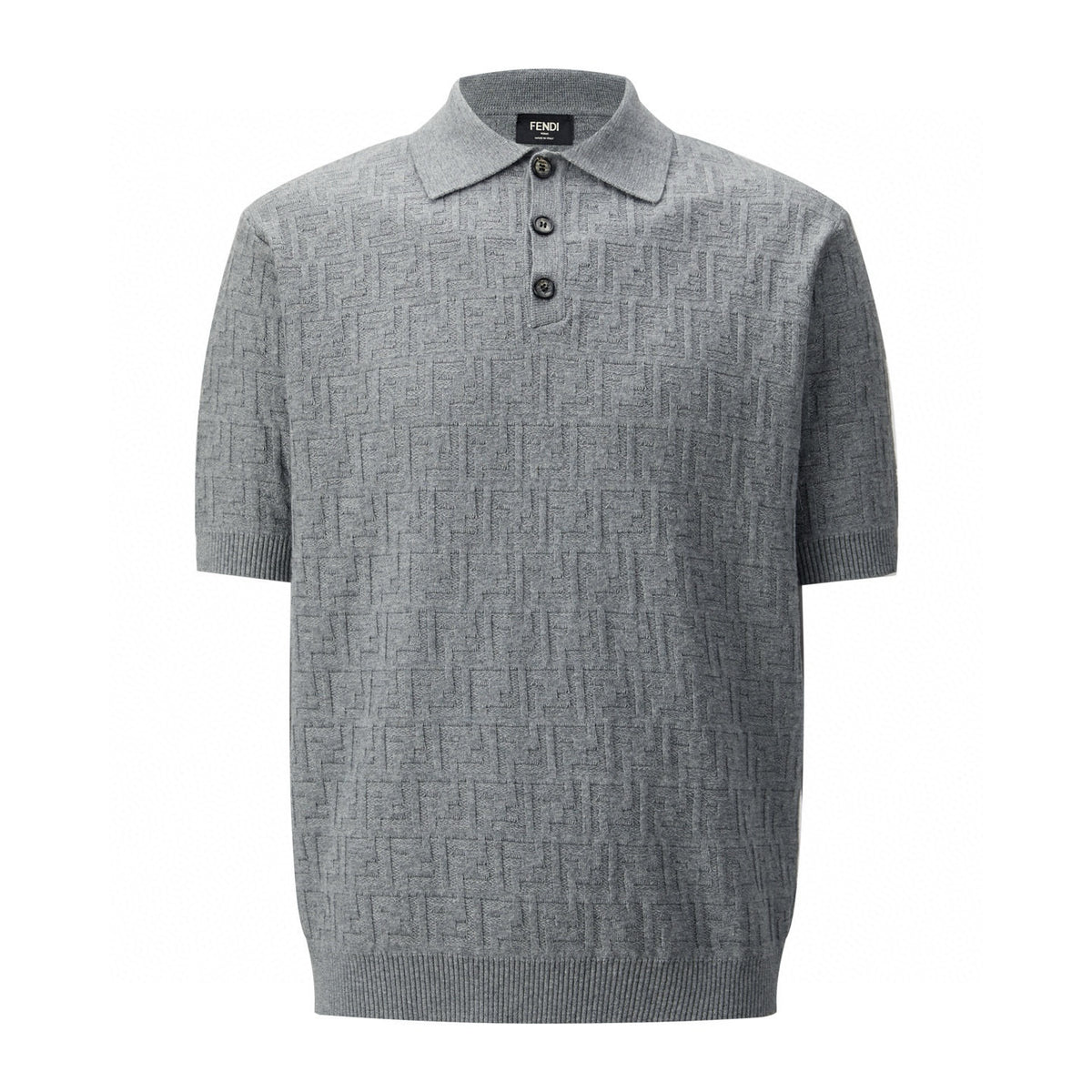 Fendi FF Cotton Tricot Polo Shirt "Gray"