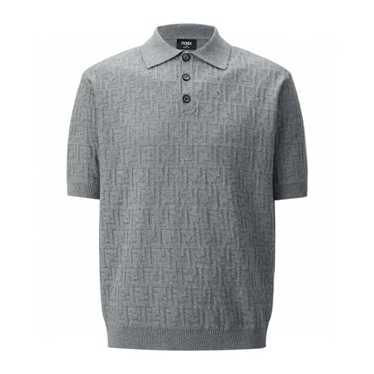 Fendi FF Cotton Tricot Polo Shirt "Gray"