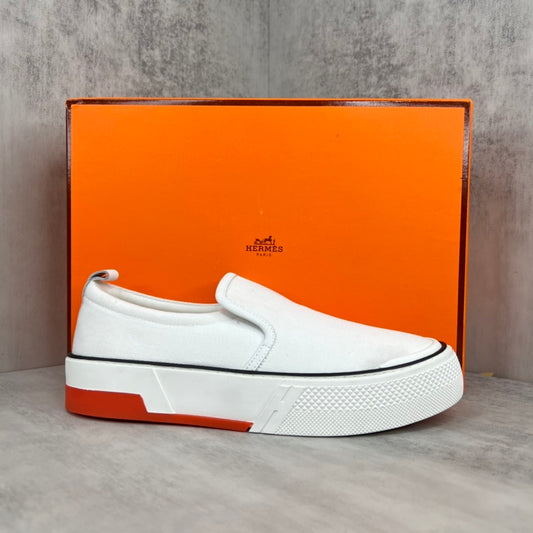 Hermes Gliss Slip-On "White"