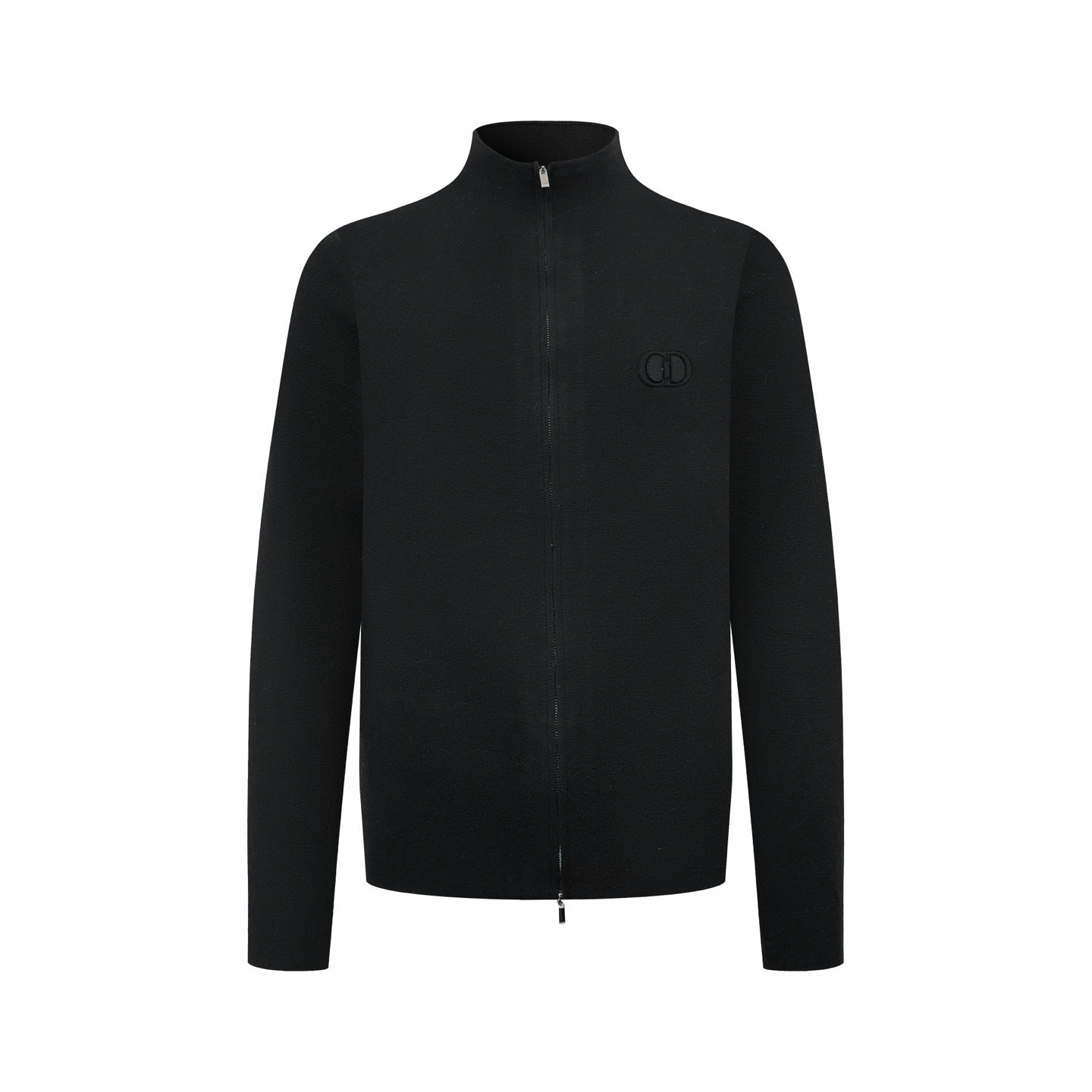 Dior CD Icon Zipped Sweater "Black Virgin Wool Punto Milano Knit"