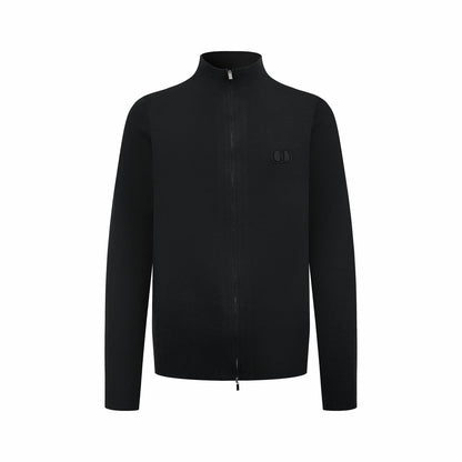 Dior CD Icon Zipped Sweater "Black Virgin Wool Punto Milano Knit"