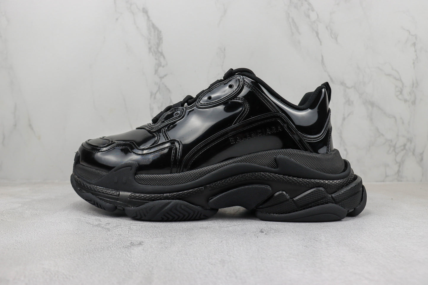Balenciaga Triple S "Black Leather Gloss"