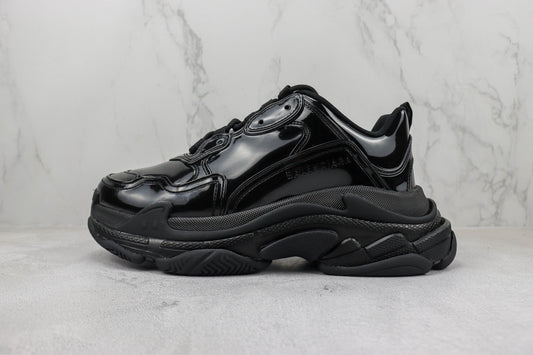 Balenciaga Triple S "Black Leather Gloss"