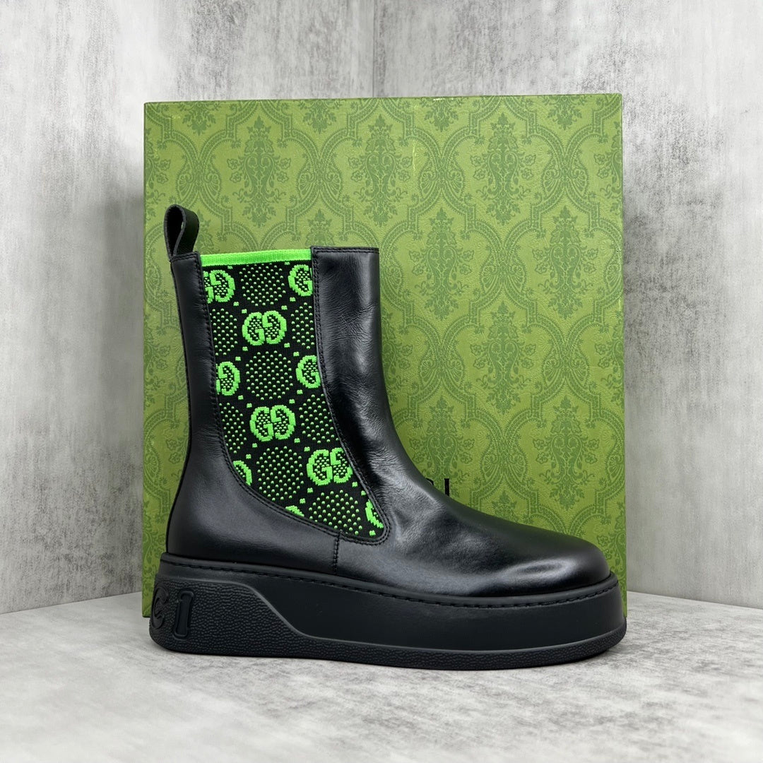 Gucci Leather Chelsea Boots "Green"