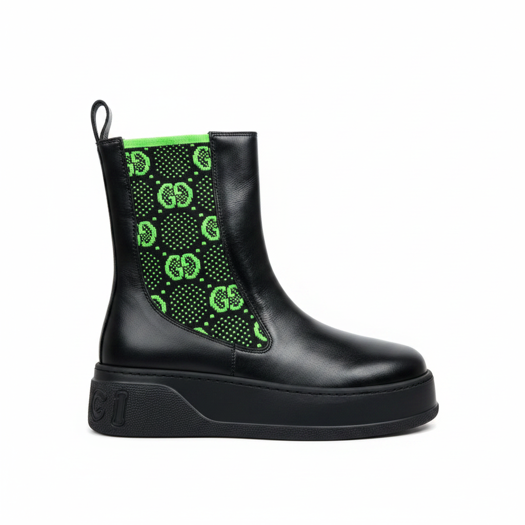 Gucci Leather Chelsea Boots "Green"