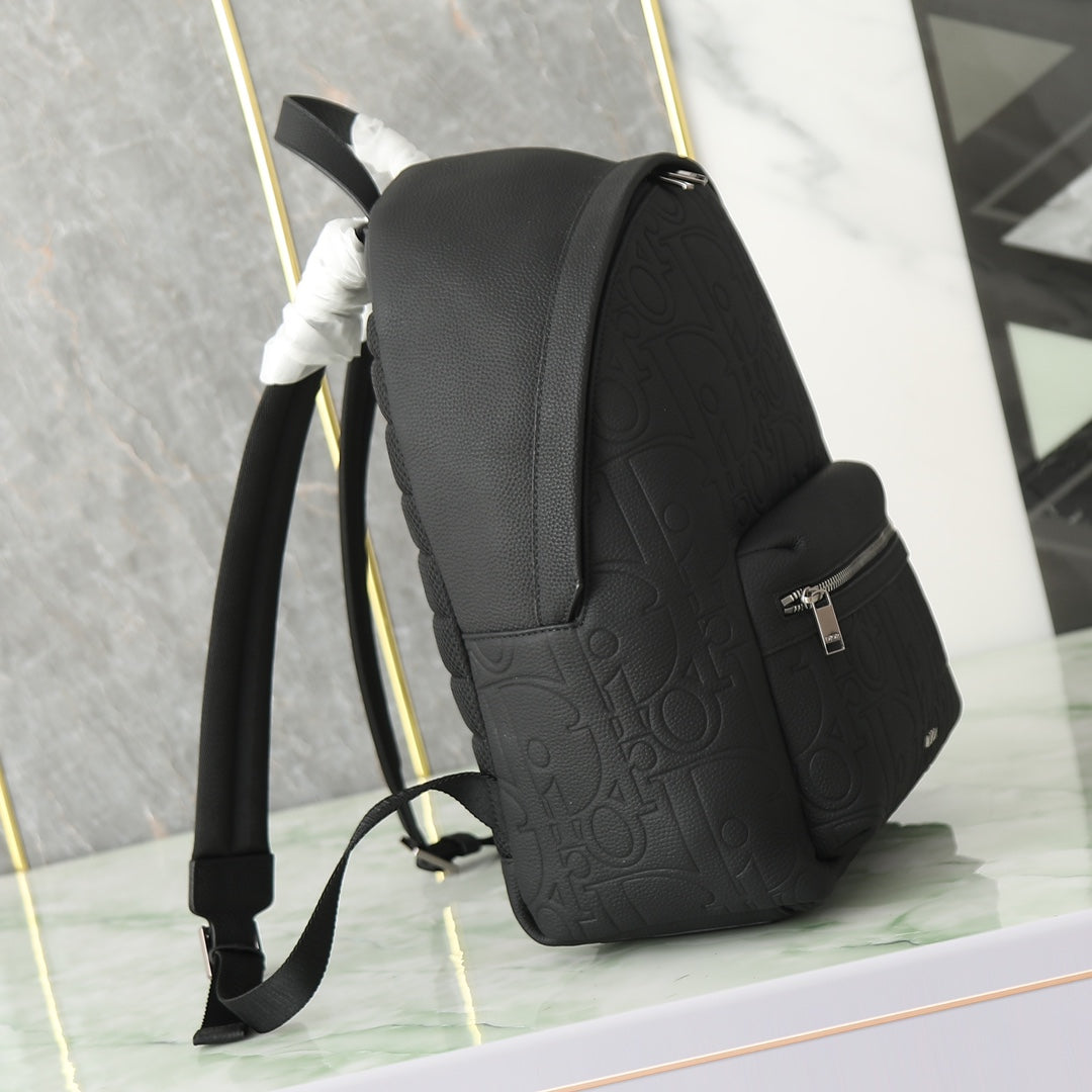 Dior Rider Zipped Backpack "Black Dior Gravity Grained Leather and Black Grained Calfskin"