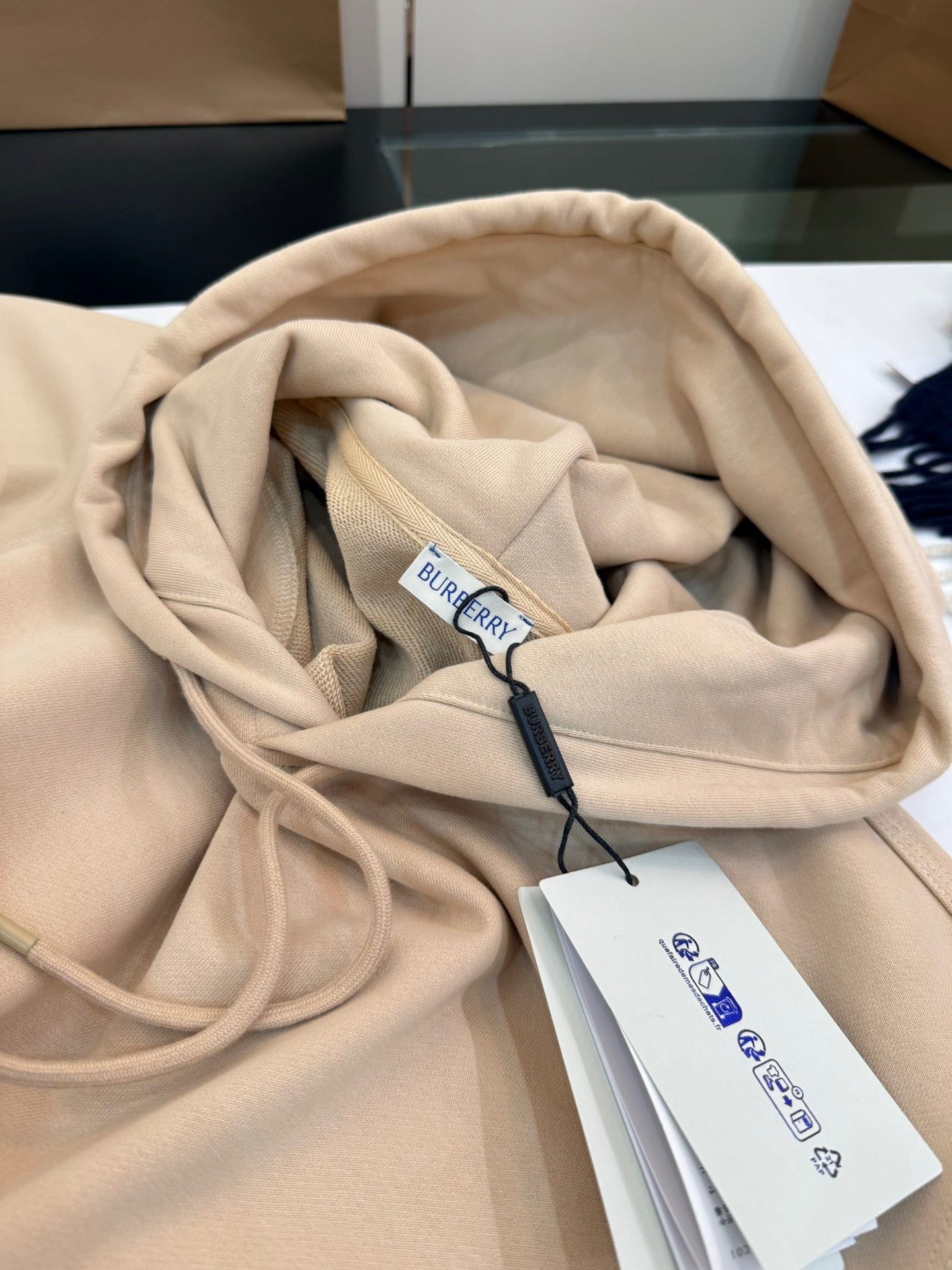 Burberry Check Label Cotton Hoodie "Beige"