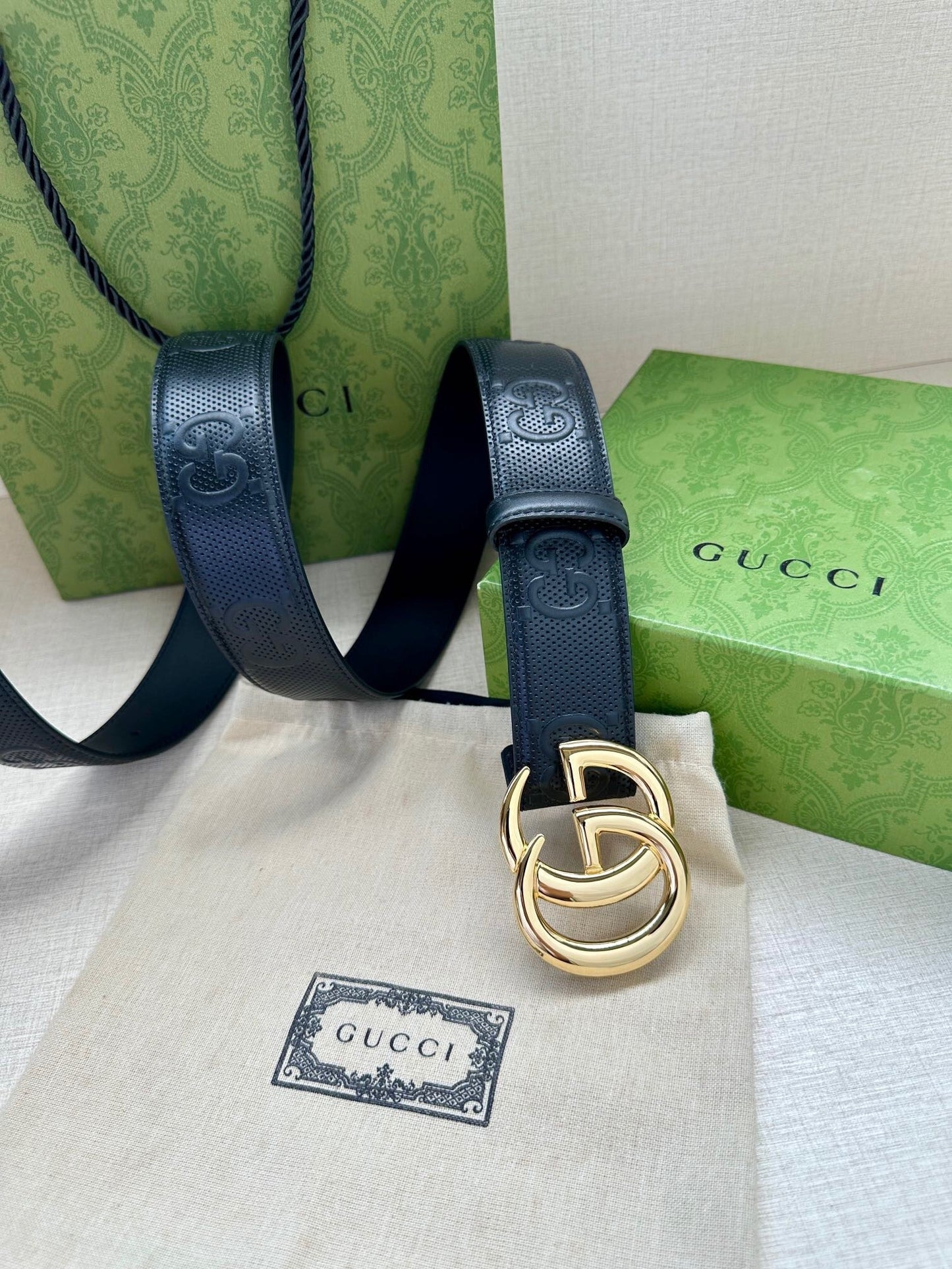 Gucci GG Marmont Leather Belt "Black"