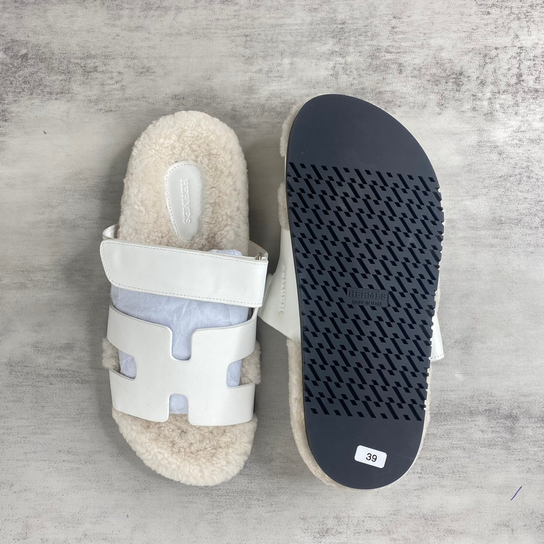 Hermes Chypre Sandals "White"