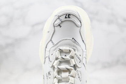 Balenciaga Triple S "White-All Over Logo-Clear Sole"