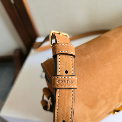 Celine Teen Triomphe Bag in Nubuck Calfskin "Camel"